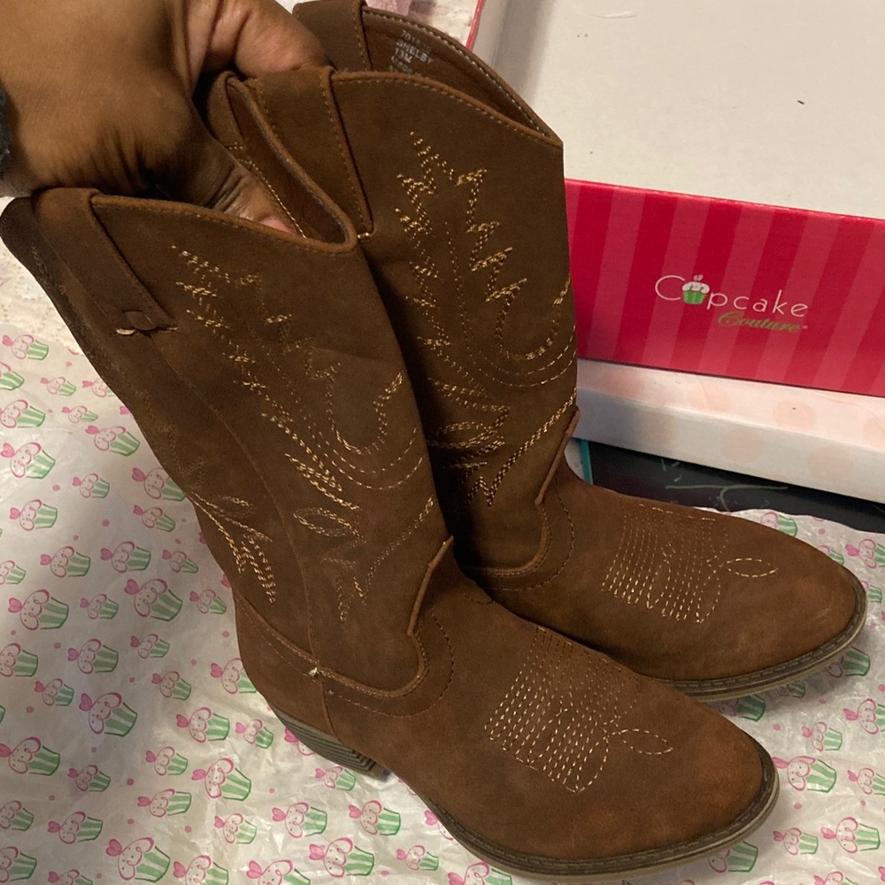 Brown Kids Cowboy Boots